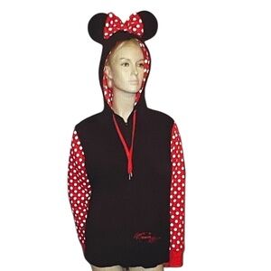 Disney Parks Minnie Mouse Full Zip Hoodie Sweatshirt Black Women’s Size Medium